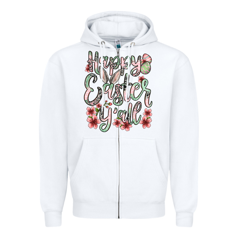 Easter Day Happy Easter Y'all Zipper Hoodie by OliviaCreatesArt | Teevron