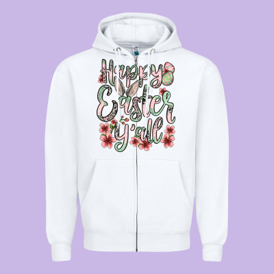 Easter Day Happy Easter Y'all Zipper Hoodie Designed By Oliviacreatesart