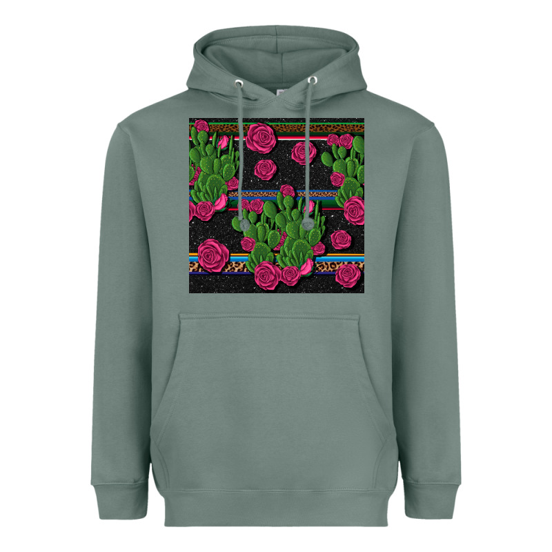 Mexican Rose And Cactus Seamless Pattern Heavyweight Hoodie by BundleAndBundleShop | Teevron