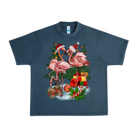 Midnight Navy Christmas flamingo Urban Heavy Tee - BarkalooDesign