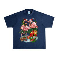 Navy Christmas flamingo Urban Heavy Tee - BarkalooDesign