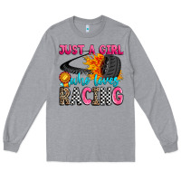 Heather Grey just a girl who loves racing Long Sleeve Tee - Zillion Design Studio