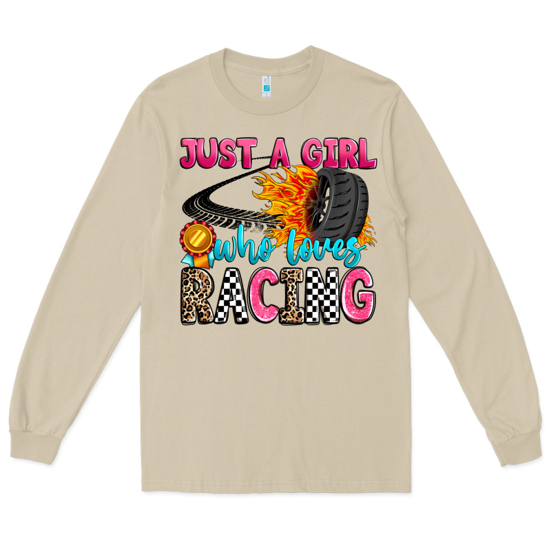 Just A Girl Who Loves Racing Long Sleeve Tee by Zillion Design Studio | Teevron
