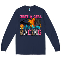 Navy just a girl who loves racing Long Sleeve Tee - Zillion Design Studio