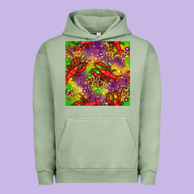 Mardi Gras Lobster Seamless Pattern Urban Hoodie Designed By Bundleandbundleshop