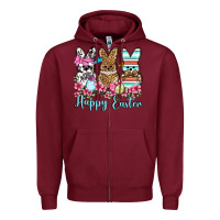 Burgundy Happy Easter western peeps Zipper Hoodie - OliviaCreatesArt