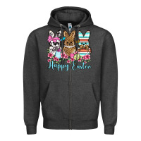 Charcoal Heather Happy Easter western peeps Zipper Hoodie - OliviaCreatesArt
