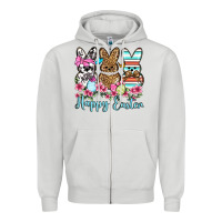Dove Grey Happy Easter western peeps Zipper Hoodie - OliviaCreatesArt