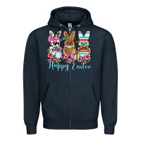 Navy Happy Easter western peeps Zipper Hoodie - OliviaCreatesArt