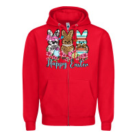 Red Happy Easter western peeps Zipper Hoodie - OliviaCreatesArt