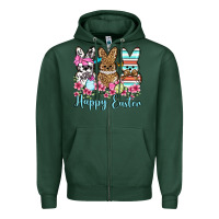 Sports Green Happy Easter western peeps Zipper Hoodie - OliviaCreatesArt