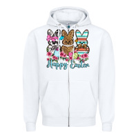 White Happy Easter western peeps Zipper Hoodie - OliviaCreatesArt