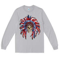 Moon Dust american flag indian headdress with skull Long Sleeve Tee - RanaPortraitStore