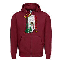 Burgundy mexican indiana Zipper Hoodie - CowhideDigitalArt