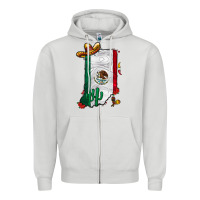 Dove Grey mexican indiana Zipper Hoodie - CowhideDigitalArt
