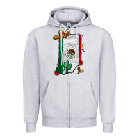 Heather Grey mexican indiana Zipper Hoodie - CowhideDigitalArt
