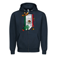 Navy mexican indiana Zipper Hoodie - CowhideDigitalArt