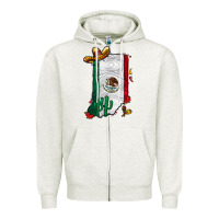 Oatmeal Heather mexican indiana Zipper Hoodie - CowhideDigitalArt