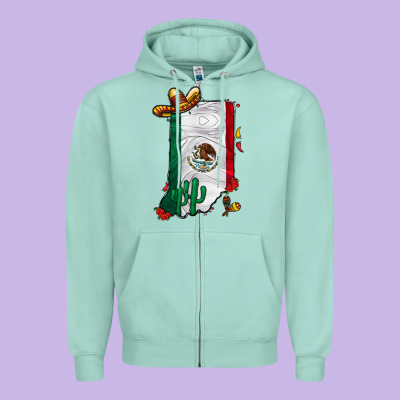Mexican Indiana Zipper Hoodie Designed By Cowhidedigitalart