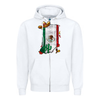 White mexican indiana Zipper Hoodie - CowhideDigitalArt