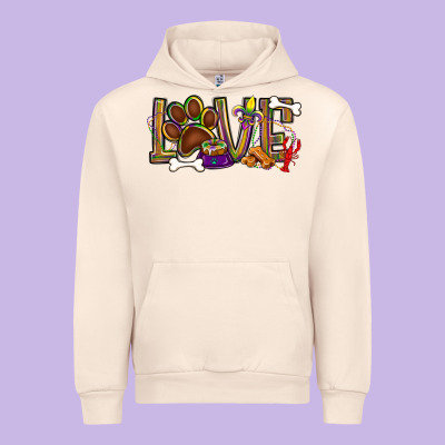 Mardi Gras Love Dog Paw Urban Hoodie Designed By Bundleandbundleshop