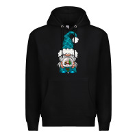 Black winter gnome with snow globe Premium Hoodie - NancyCooperArtShop