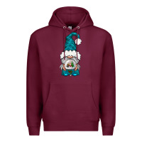 Burgundy winter gnome with snow globe Premium Hoodie - NancyCooperArtShop