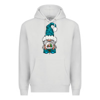 Dove Grey winter gnome with snow globe Premium Hoodie - NancyCooperArtShop