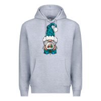 Heather Grey winter gnome with snow globe Premium Hoodie - NancyCooperArtShop