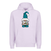 Lilac winter gnome with snow globe Premium Hoodie - NancyCooperArtShop