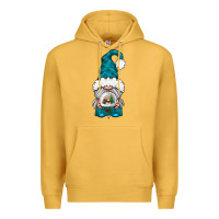 Mustard winter gnome with snow globe Premium Hoodie - NancyCooperArtShop