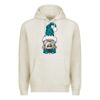 Oatmeal Heather winter gnome with snow globe Premium Hoodie - NancyCooperArtShop