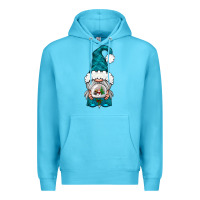 Ocean Blue winter gnome with snow globe Premium Hoodie - NancyCooperArtShop