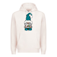 Pale Pink winter gnome with snow globe Premium Hoodie - NancyCooperArtShop