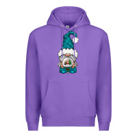 Purple winter gnome with snow globe Premium Hoodie - NancyCooperArtShop