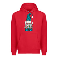 Red winter gnome with snow globe Premium Hoodie - NancyCooperArtShop