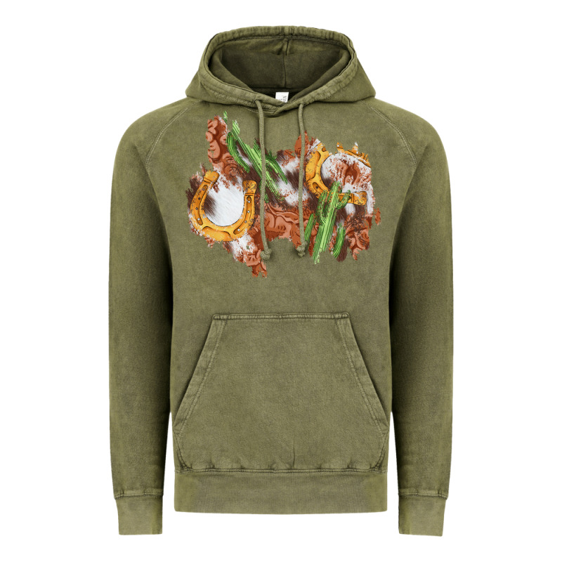 Horseshoe Cowhide Cactus Patch Vintage Hoodie by AdoDesignShop | Teevron