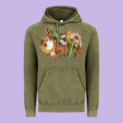 Horseshoe Cowhide Cactus Patch Vintage Hoodie Designed By Adodesignshop