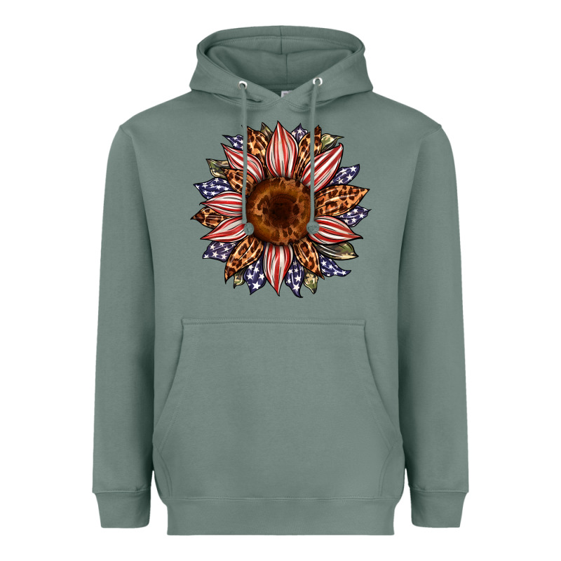 Usa Flag Camouflage Leopard Sunflower Heavyweight Hoodie by Artiststas | Teevron