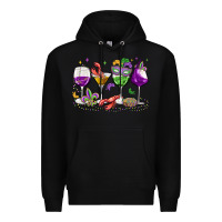 Black mardi gras wine glasses Premium Hoodie - MaliasSmallBusiness