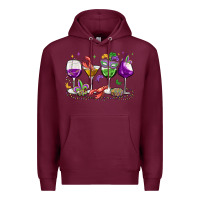 Burgundy mardi gras wine glasses Premium Hoodie - MaliasSmallBusiness