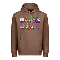Chestnut mardi gras wine glasses Premium Hoodie - MaliasSmallBusiness