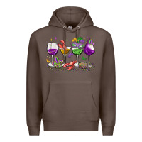 Coffee mardi gras wine glasses Premium Hoodie - MaliasSmallBusiness