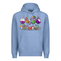 Colony Blue mardi gras wine glasses Premium Hoodie - MaliasSmallBusiness