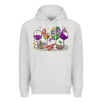 Dove Grey mardi gras wine glasses Premium Hoodie - MaliasSmallBusiness