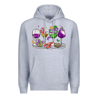 Heather Grey mardi gras wine glasses Premium Hoodie - MaliasSmallBusiness