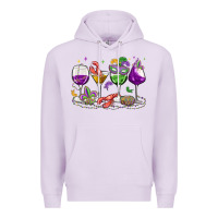 Lilac mardi gras wine glasses Premium Hoodie - MaliasSmallBusiness