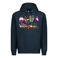 Navy mardi gras wine glasses Premium Hoodie - MaliasSmallBusiness