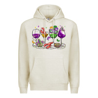 Oatmeal Heather mardi gras wine glasses Premium Hoodie - MaliasSmallBusiness