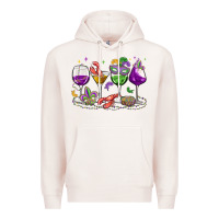 Pale Pink mardi gras wine glasses Premium Hoodie - MaliasSmallBusiness